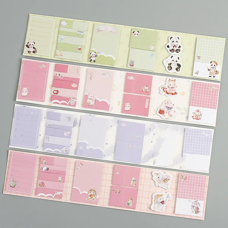 

1Set Creative Cute Cartoon Animal Sticky Notes Memo Pad Tearable Sticker Message paper Students Gifts Office&School Supplies