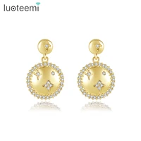 luoteemi delicate doule rould gold drop earring for women shinny stars trendy children gril earring wholesale dropshipping