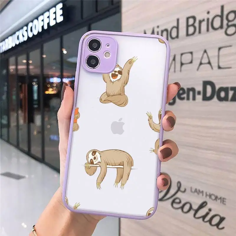 

yoga sloth Phone Cases Matte For iPhone 12 Mini 11 Pro XR XS Max 7 8 Plus X Hard PC Back Cover