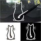 Милый Кот стеклоочистителей лобового стекла автомобиля виниловая настенная живопись Стикеры декор в виде симпатичных животных подвижный хвост Cat наклейки для окна автомобиля ноутбук украшения