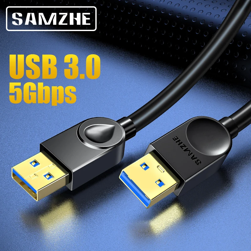 SAMZHE USB-USB 3,0 Удлинительный кабель штекер-штекер 2,0 Удлинительный кабель для ПК ТВ PS4 компьютера ноутбука удлинитель - изображение