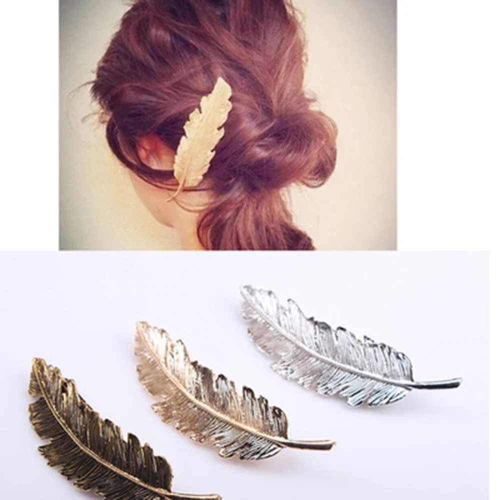 

1pc New Metal Leaf Shape Hair Clip Hair Clip Crystal Pearl Hair Clip Hair Clip Color Feather Hair Claw Hair Styling Tool