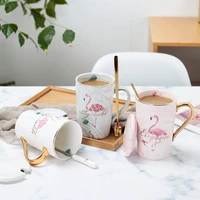 cute flamingo mug creative ceramic marble coffee cup couple cup 400ml nordic afternoon tea cup drinkware