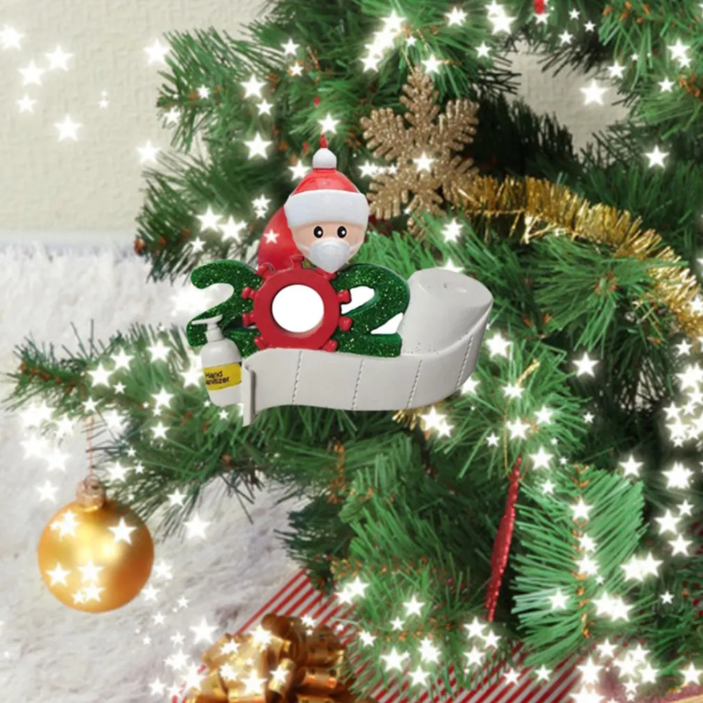 Colgante personalizado de adorno de Navidad, Mini colgante de decoraci&oacute;n de mu&ntilde;eca con m&aacute;scara y sombrero de Navidad-0