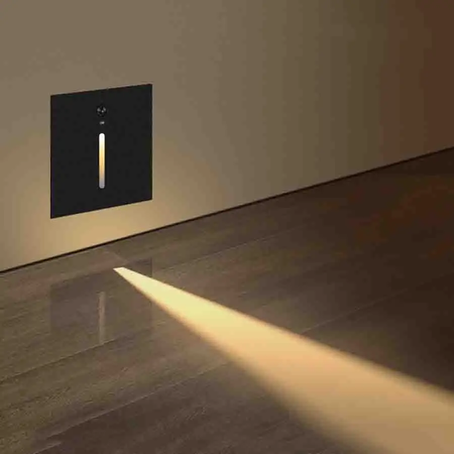 

3W Recessed Led Step Stair Light With Light Sensor and Motion Sensor Indoor Corner Wall Light Pathway Stairway Light