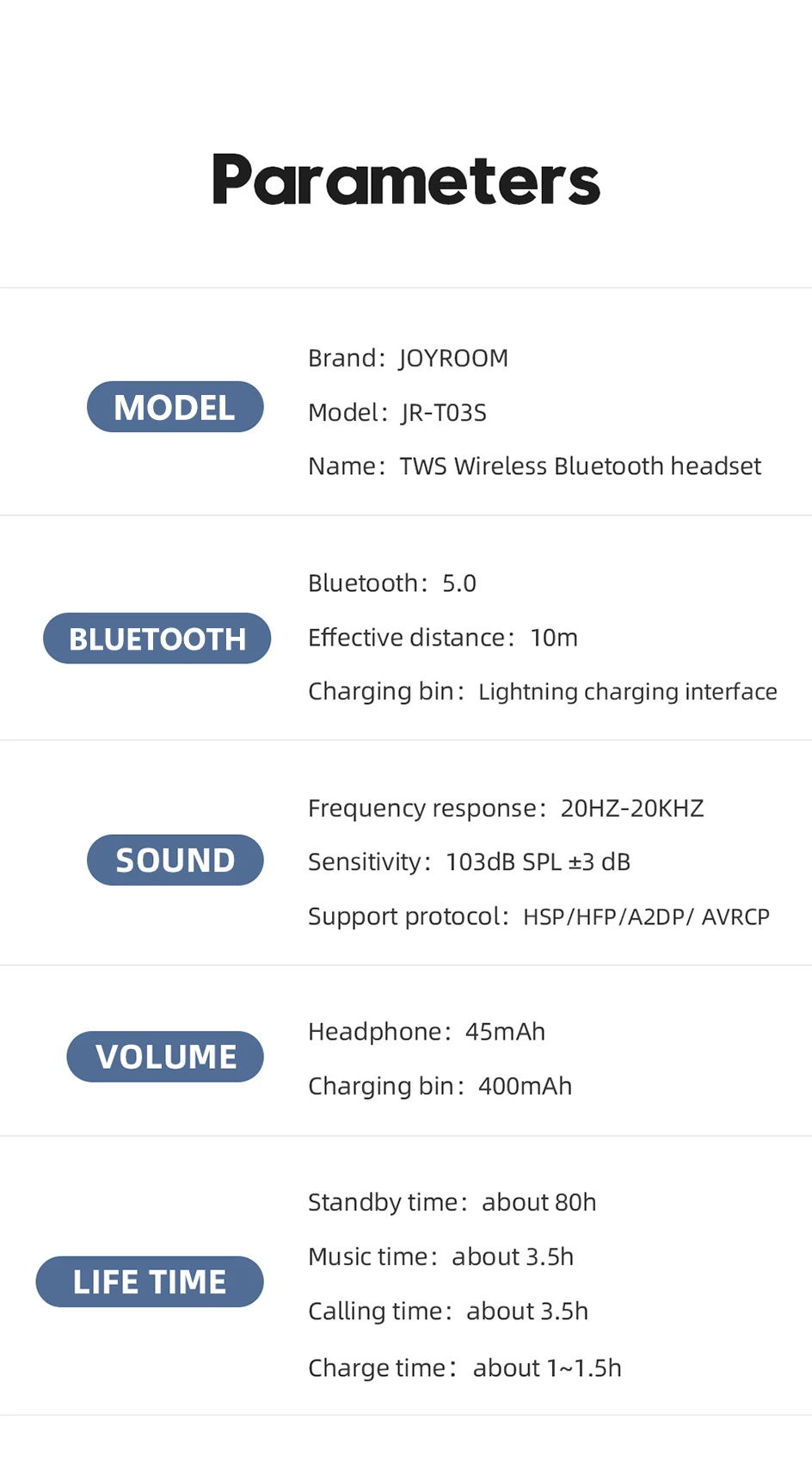 Joyroom T03S tws бинауральные Беспроводные Bluetooth 5,0 наушники-вкладыши настоящие беспроводные белые Airbuds Игровые наушники для геймеров