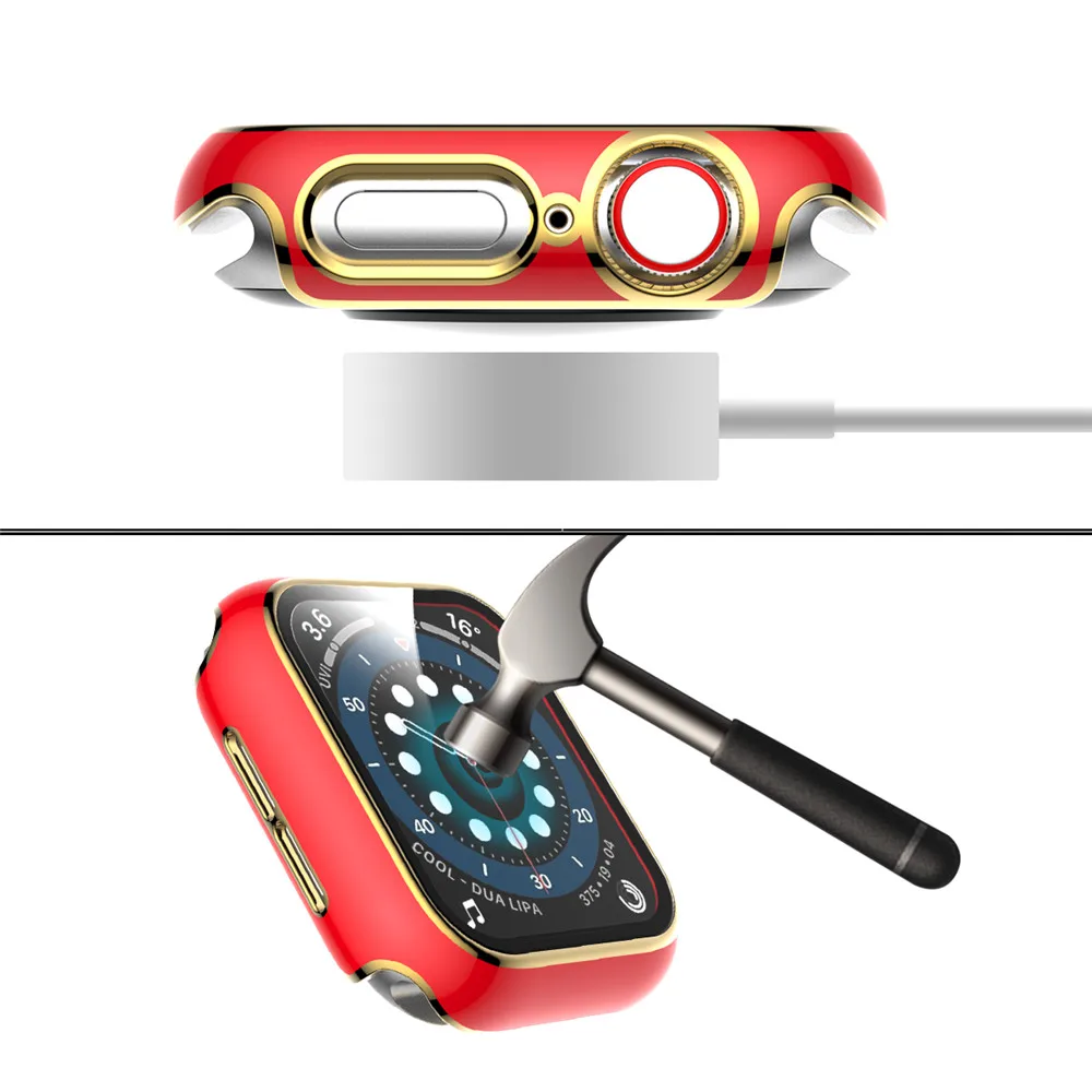

Screen Protector 38/42/40mm/44mm Cover for Apple Watch Series 6 SE 5 4 3 2 Case with Scratch-resistant Glass Film Bumper Frame