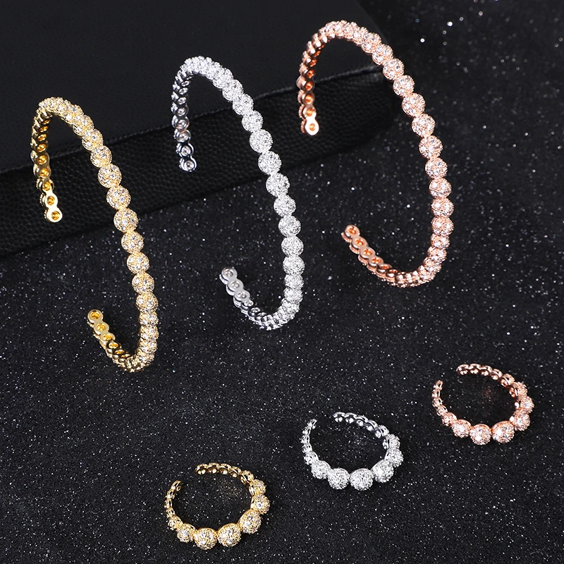 3 комплекта в упаковке роскошные наборы из браслета и кольца форме шара модные