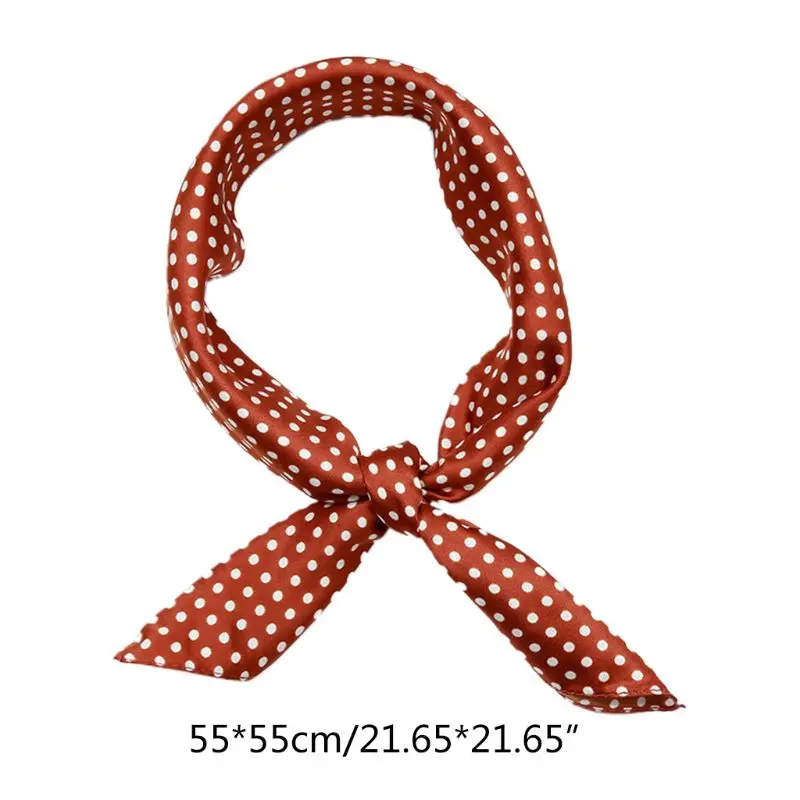 

Korean Style Ladies Satin Square Scarf Vintage Polka Dot Snakeskin Leopard Print Office Lady Neckerchief Silky Bandana