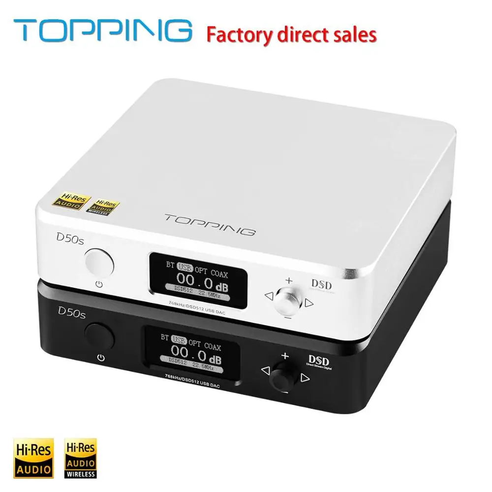Аудио декодер TOPPING D50s ES9038Q2M * 2 32 бит/768 кГц DSD512 HIFI USB DAC XMOS XU208 OPA1612 Bluetooth 5 0 HD Поддержка