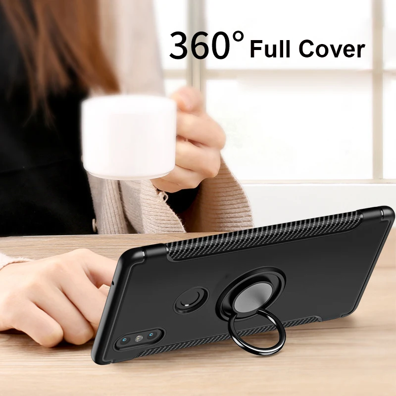 Чехол с кольцом на палец полной защитой 360 градусов для Xiaomi Mi Mix 2S 2/для Note 3 Max A1 A2