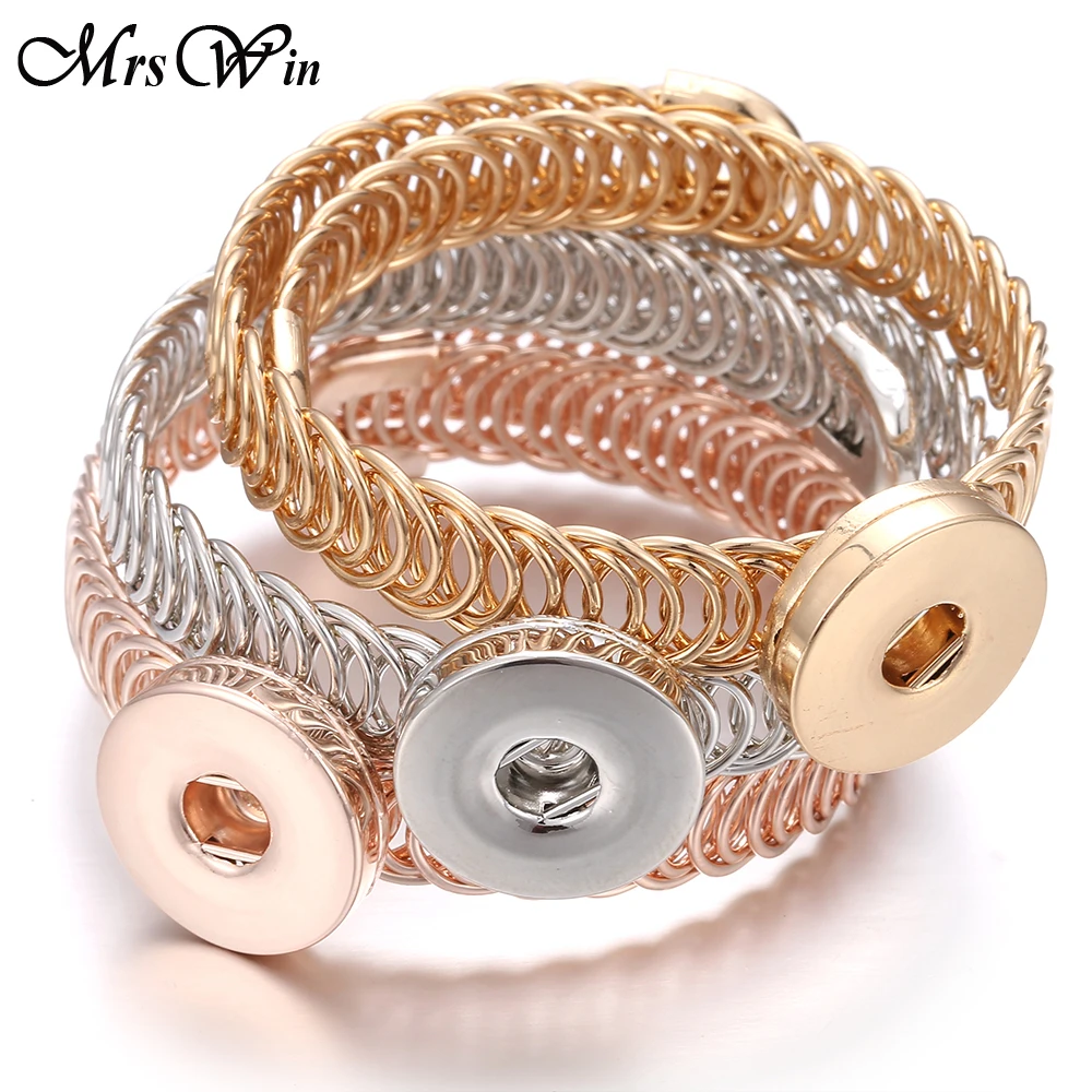 Новинка 18 мм металлическая кнопка регулируемый браслет на запястье размер