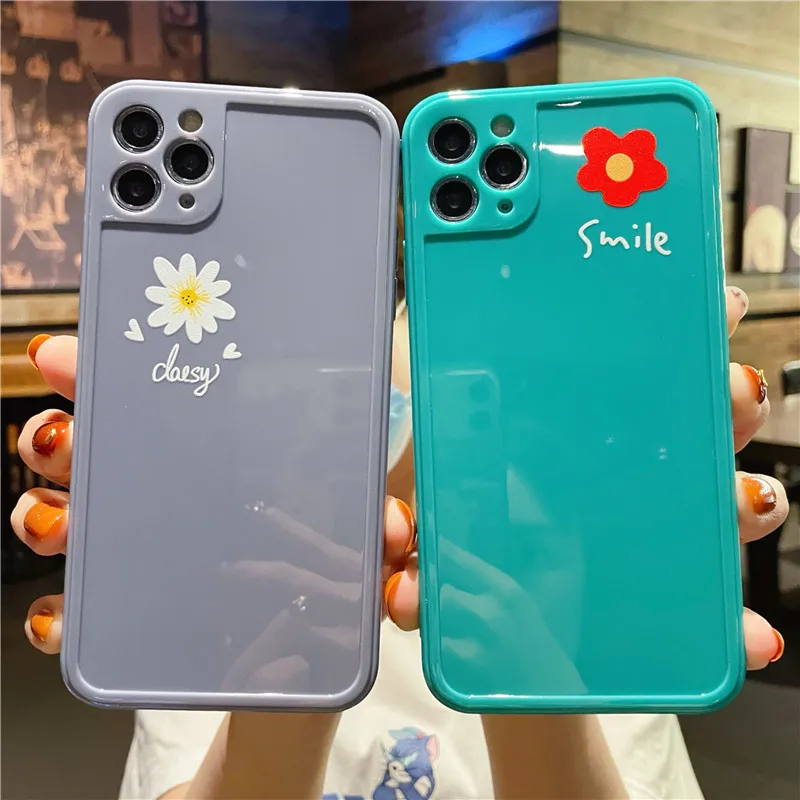

Solid Color Lens Camera Protection Case For iPhone 11 Pro Max 12 Mini XS XR X 7 8 Plus SE20 Flower Candy Letter Shockproof Cover