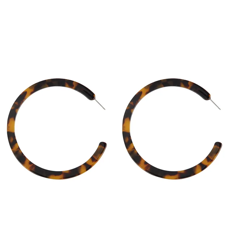 Женские акриловые серьги кольца большие круглые с леопардовым