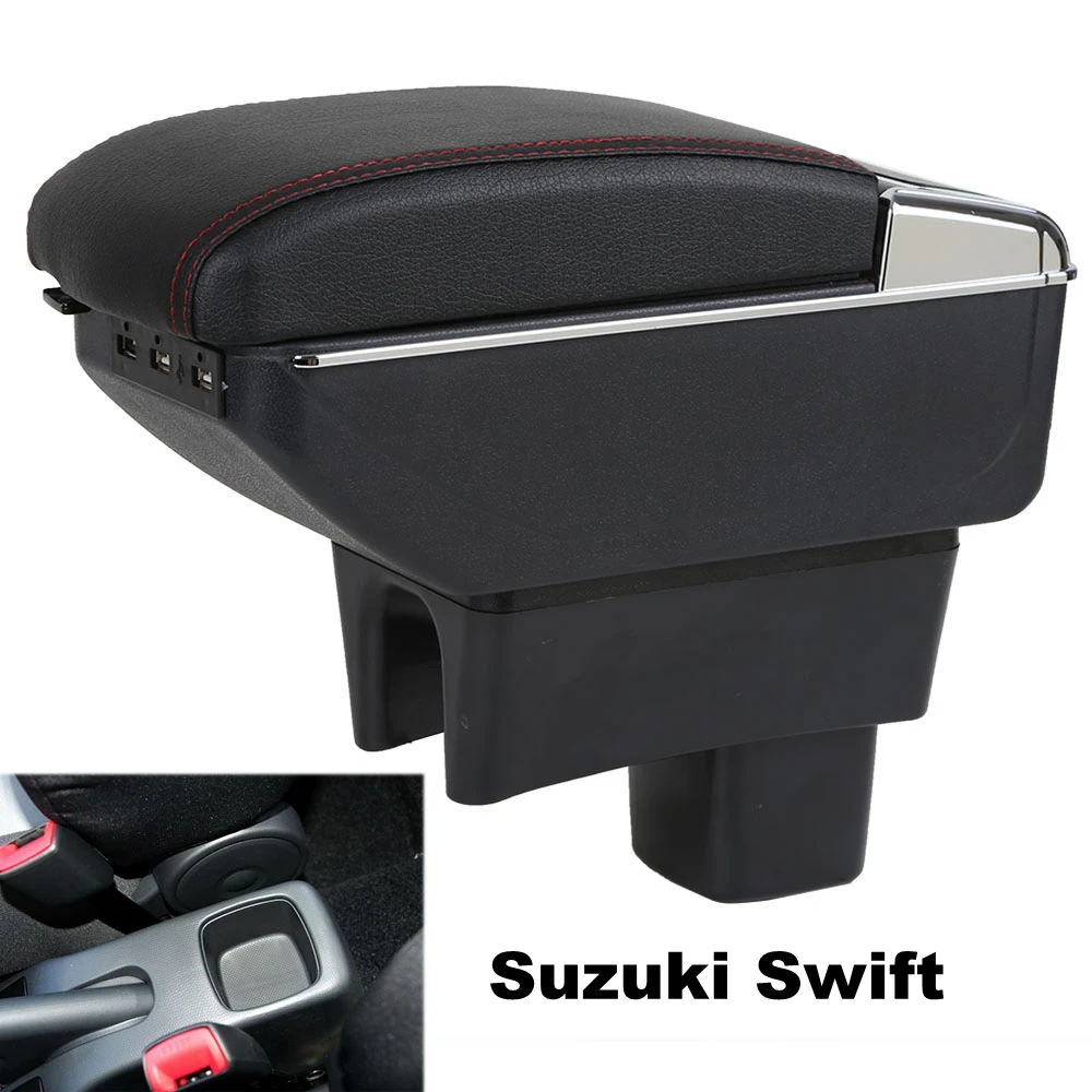 Подлокотник коробка для Suzuki Swift подлокотник для авто 2005- usb зарядная центральная консоль коробка для хранения с подстаканником пепельница вращающийся в автомобиль Подлокотник