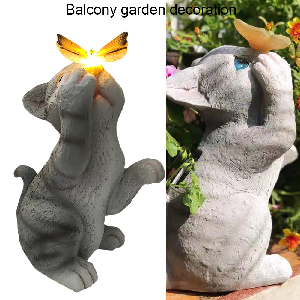 

Garden Solar Butterfly Cat Light LED Outdoor Night Lamp Animal Figurine Lamp Ornament for Lawn Yard Art Decoration