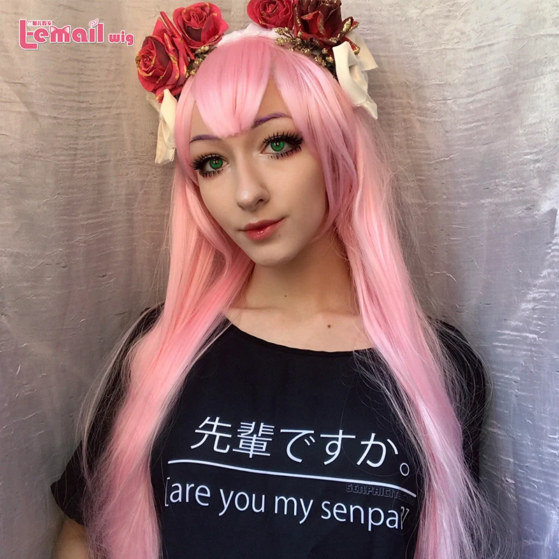 Парик L-email DARLING in the FranXX Zero Two, парики для косплея, 02, парик для косплея, Длинный розовый, прямой, на Хэллоуин, термостойкий синтетический Хай