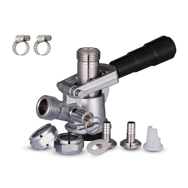 Beer Keg Coupler US Sankey D System Tap with Stainless Steel Probe 3/8 inch Gas Inlet Barb for 5/16 or ID gas tub | Дом и сад