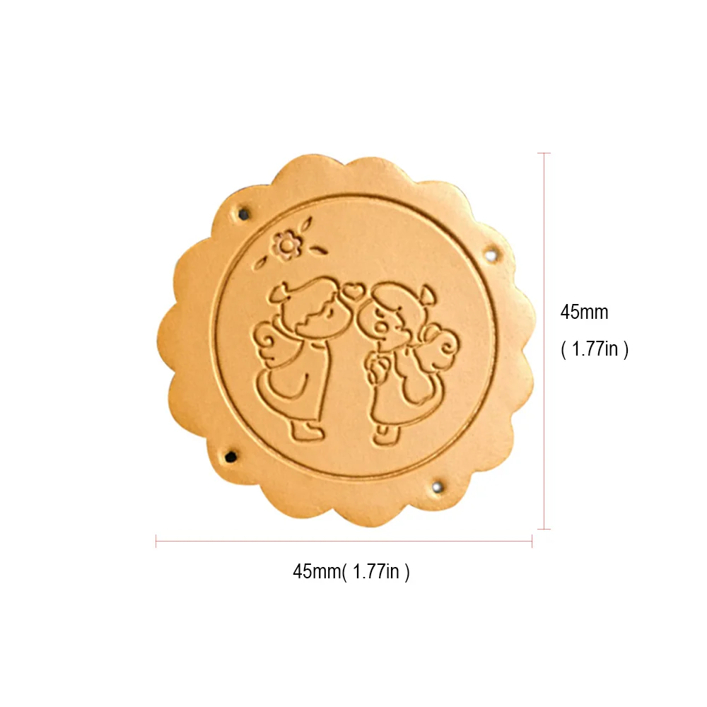 Кожаные этикетки ручной работы с изображением любящих ангелов подарочные