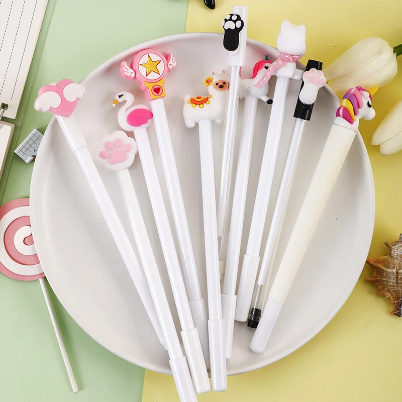 10 шт./упак. черный 0 5 мм канцелярские милые девушки ручка Творческий мультфильм