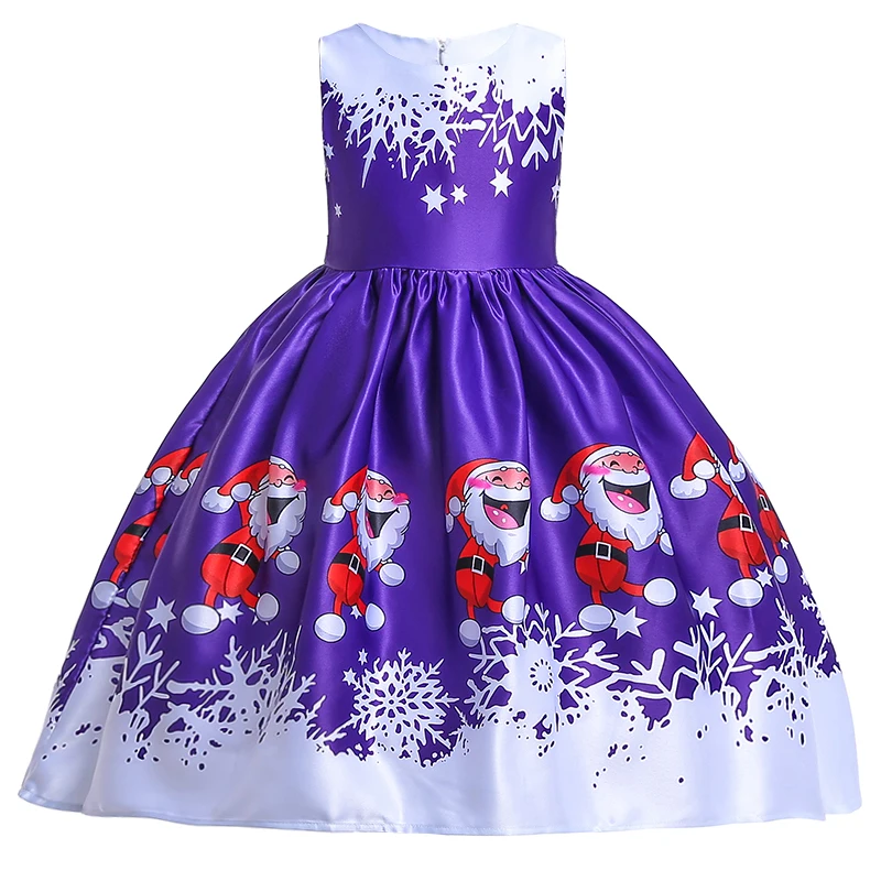 Purple Новинка года; подарок на год; зимняя одежда для малышей; рождественское платье для девочек; Детские платья со снеговиком; платье принцессы; вечерние платья для девочек - Цвет: Purple