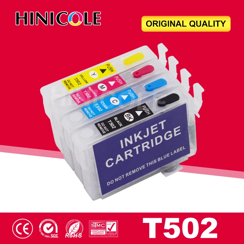 

Hinicole T502 502XL Refillable Ink Cartridge with Chip For Epson XP-5100 XP-5105 WF-2860 WF-2865 XP5100 5105 2860 2865 Printers