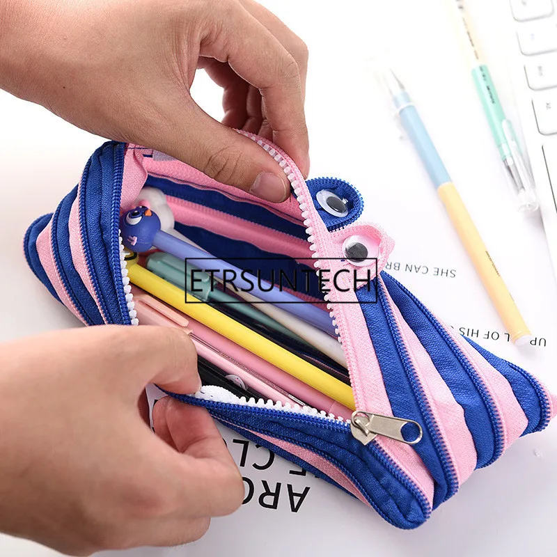 

100Pcs/lot Cute Novelty Candy Colors Zipper Monsters Pencil Bag Girl Boys School Pen Bag Shcool Material