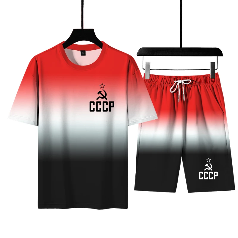 Цвет костюм с градиентом 3D печати для мужчин Новый активного отдыха и