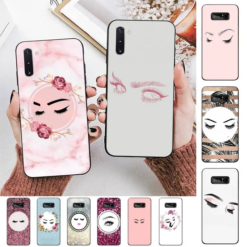 

FHNBLJ eyelash Makeup Phone Case for Samsung Note 3 4 5 7 8 9 10 20 pro lite ultra Oppo A9 2020