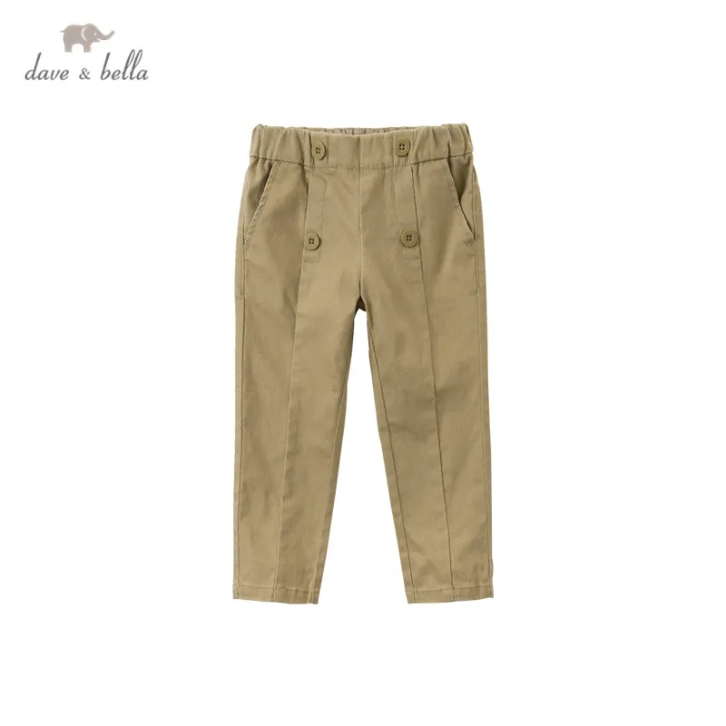 

DK16243 dave bella autumn 4Y-11Y kids boys fashion solid button pockets pants children boutique casual full-length pants