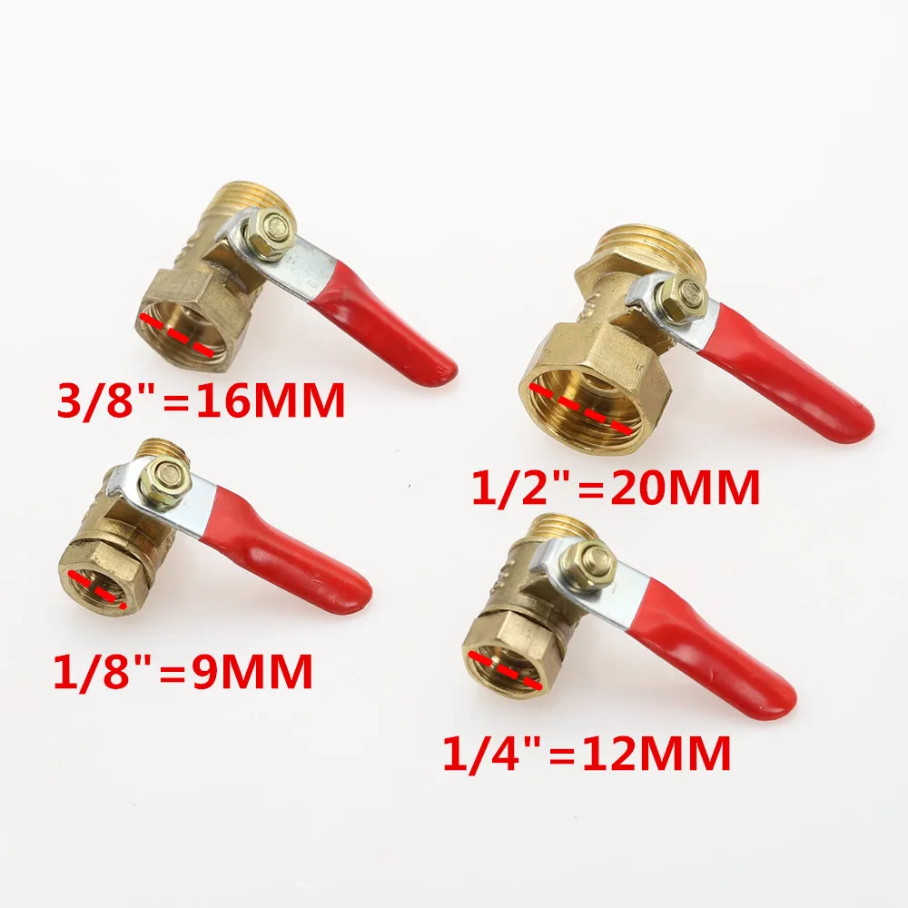 

Pneumatic 1/8" 1/4'' 3/8'' 1/2' BSP Female/Male Thread Mini Ball Valve Brass Connector Joint Copper Pipe Fitting Coupler Adapter