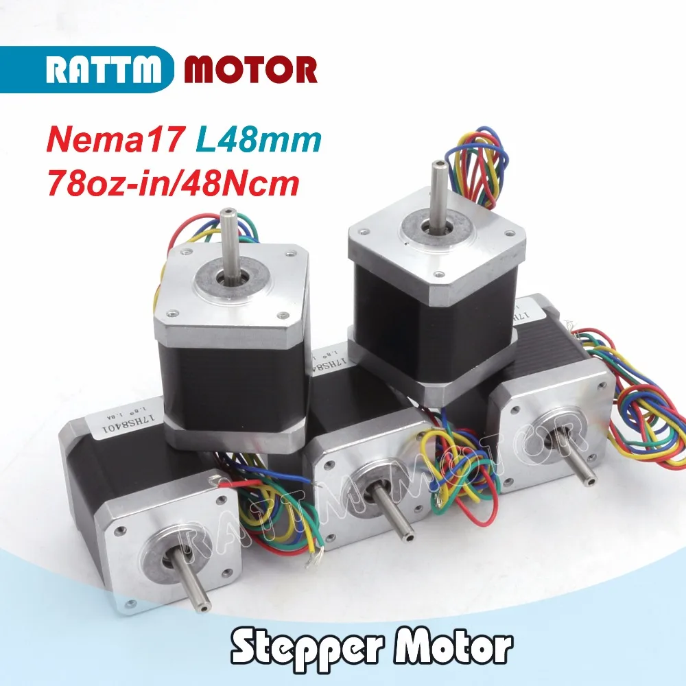 Доставка в Россию/ЕС! Шаговый двигатель Nema17 l48 мм 78Oz in/1.8A для фрезерного станка с