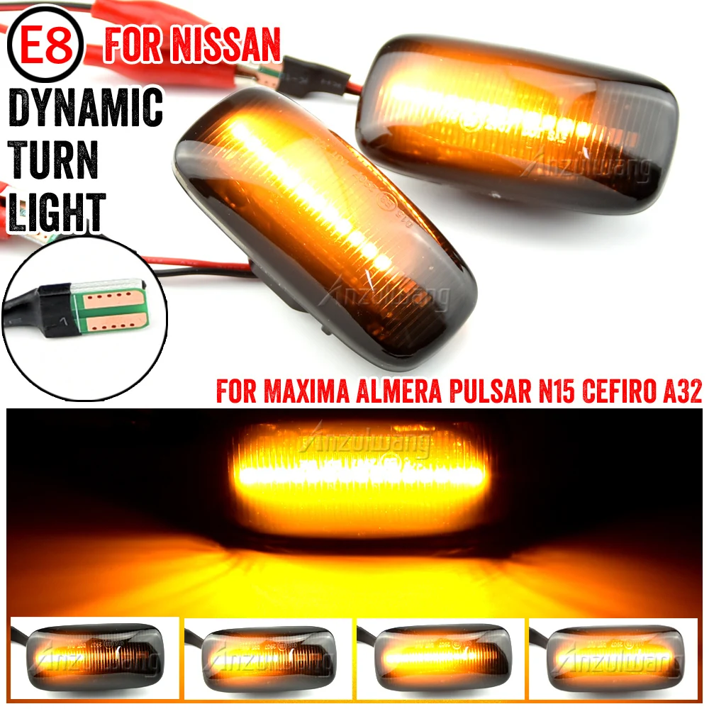 

2pcs Dynamic Side Marker Repeater Light Turn Signal Lights Lamp For Nissan Maxima Almera for Pulsar N15 Cefiro A32 1995-2000