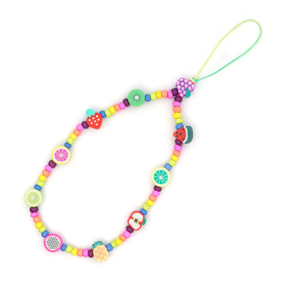 

New Design Fruit String Mobile Chain Multi Color for Girls Phone Choker Necklace Strap Lanyard for Soft Pottery Keys Lady Gift