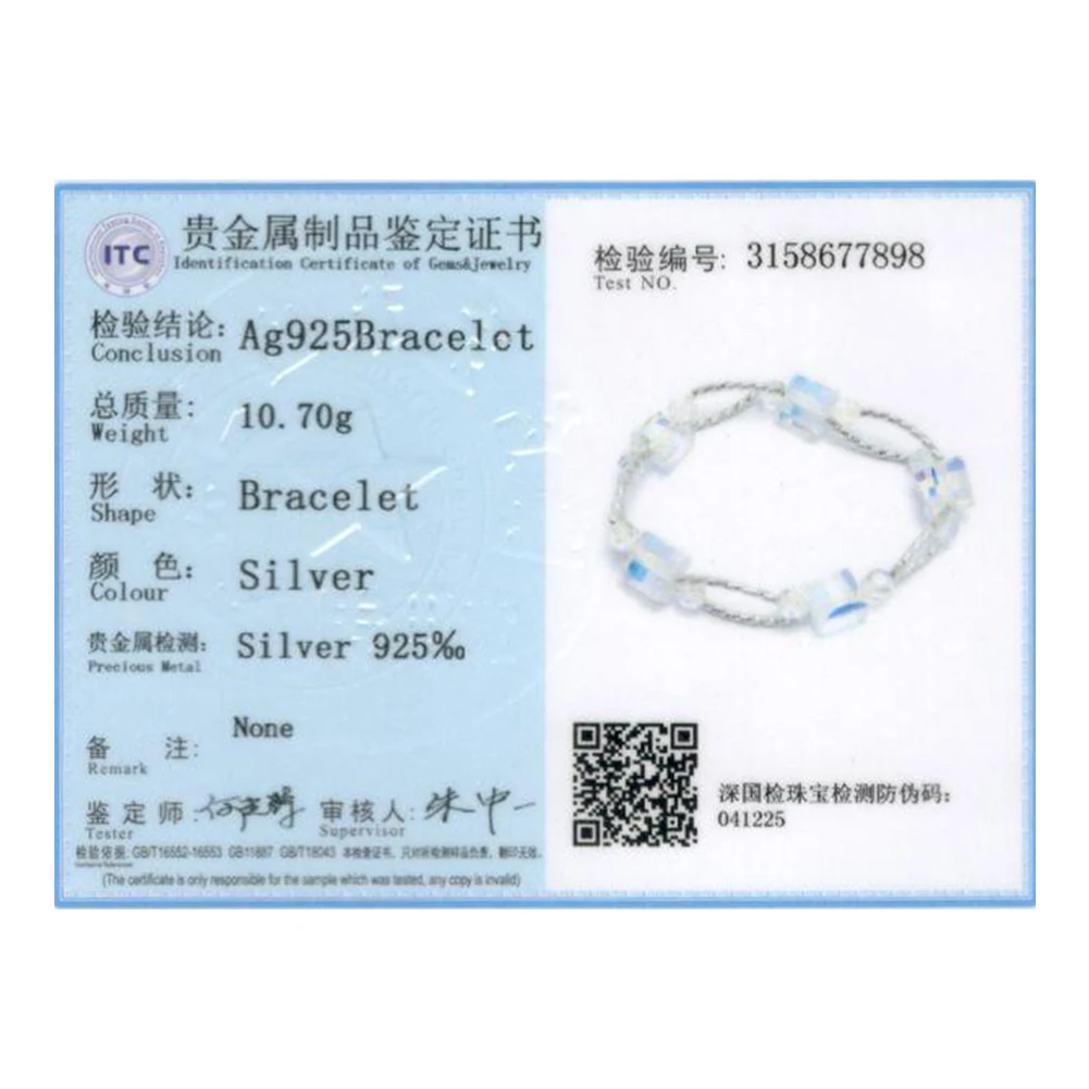 

SILVERHOO Bangle Bracelets For Women 925 Sterling Silver Geometric Square Austria Crystal Charms For Bracelets Fine Jewelry