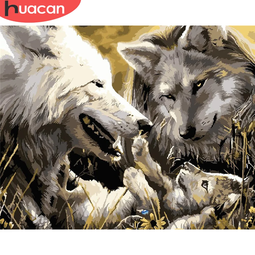 

HUACAN Oil Painting By Number Wolf Drawing On Canvas Gift DIY Pictures By Numbers Animal Kits Hand Painted Paintings Home Decor