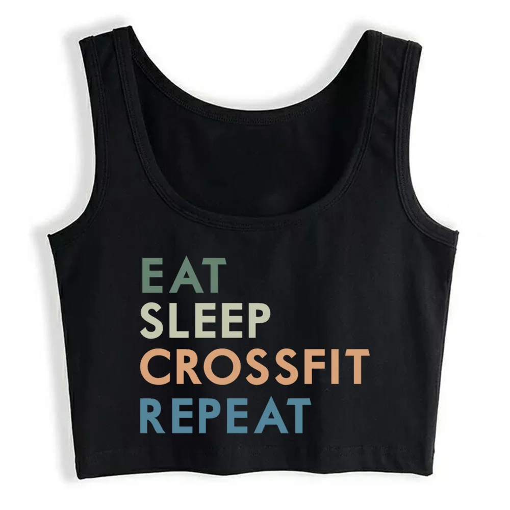 

Crop Top Women Eat Sleep Crossfit Repeat Gothic Harajuku Grunge Emo Tank Top Female Clothes