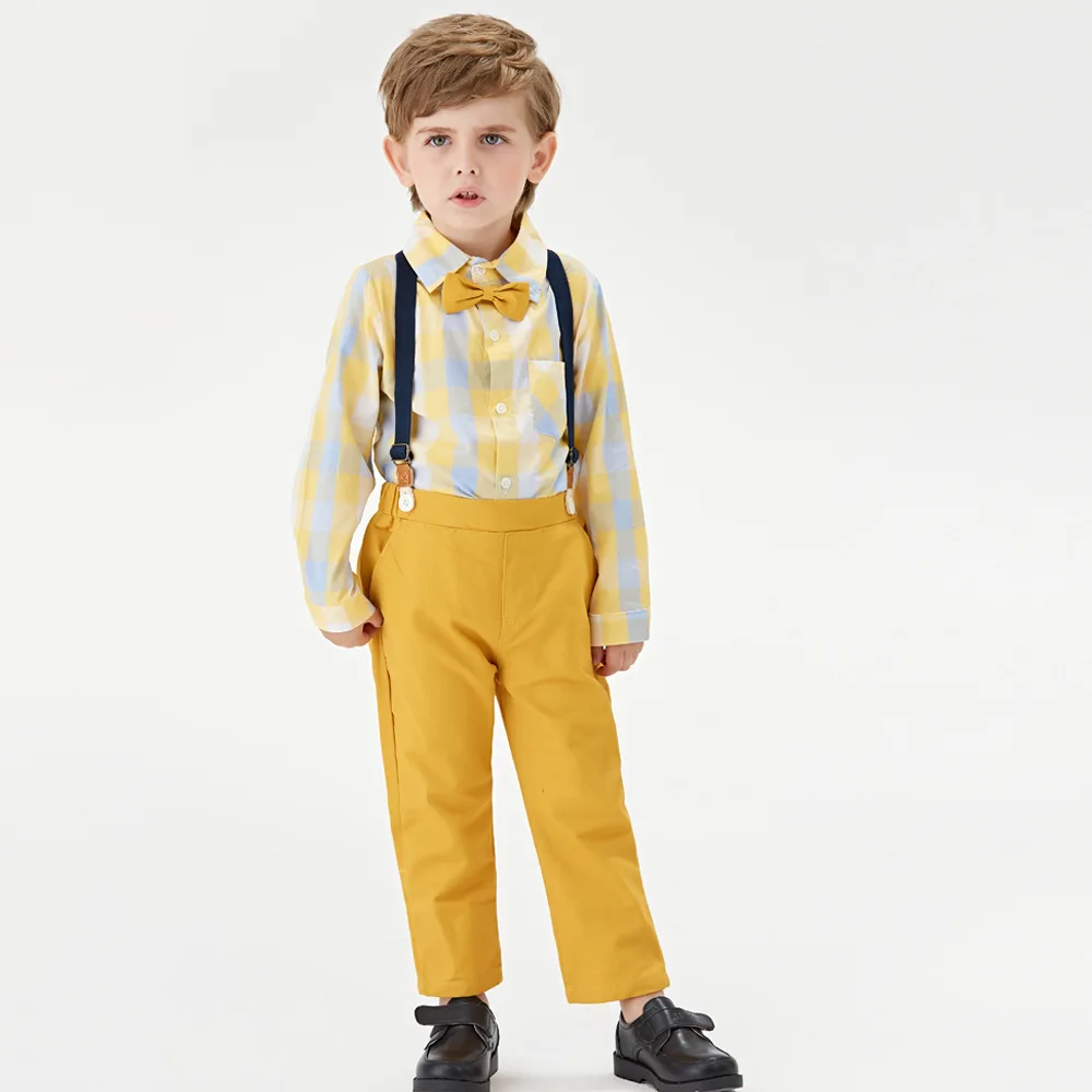 

Новинка Внешняя торговля Детские костюмы рубашка с длинным рукавом в клетку в студенческом стиле тонкие комбинезоны с длинным рукавом для ...