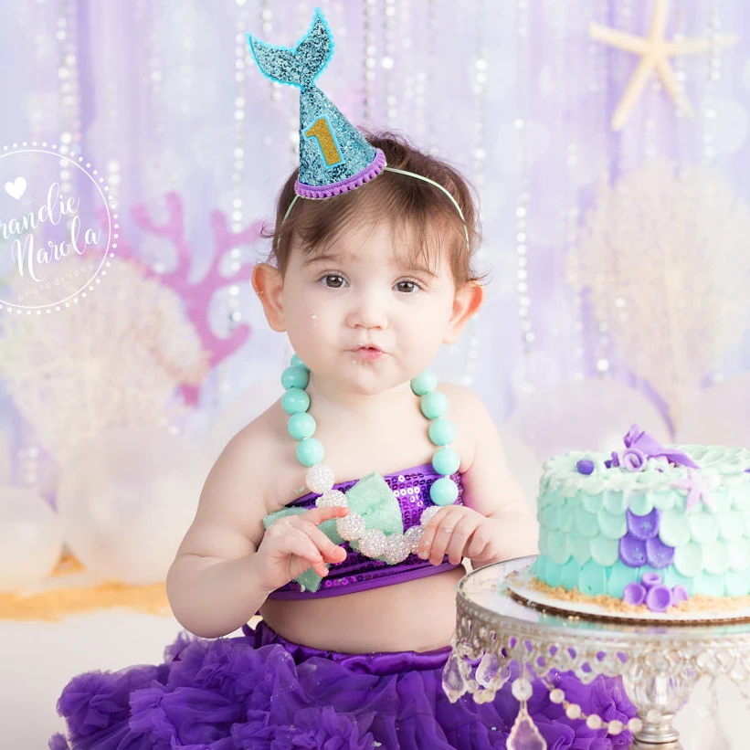 1 шт. шляпа для дня рождения с радужным градиентом и русалочкой маленьких девочек