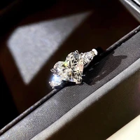 womens classic fashion heart shaped zircon ring original brand high quality jewelry logo gift