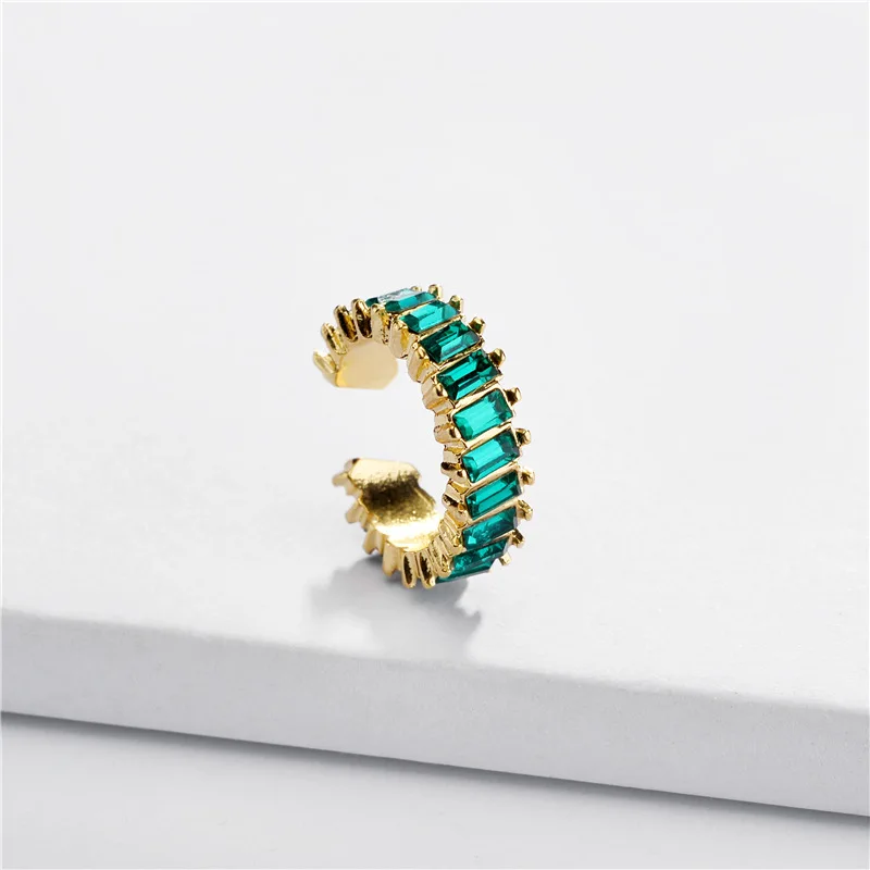 Clip Earring Pave Crystal Jeweled Colorful Ear Cuff Geometric C Shape Earclip Ladies Ear Cuff Fashion Brand Women Jewelry