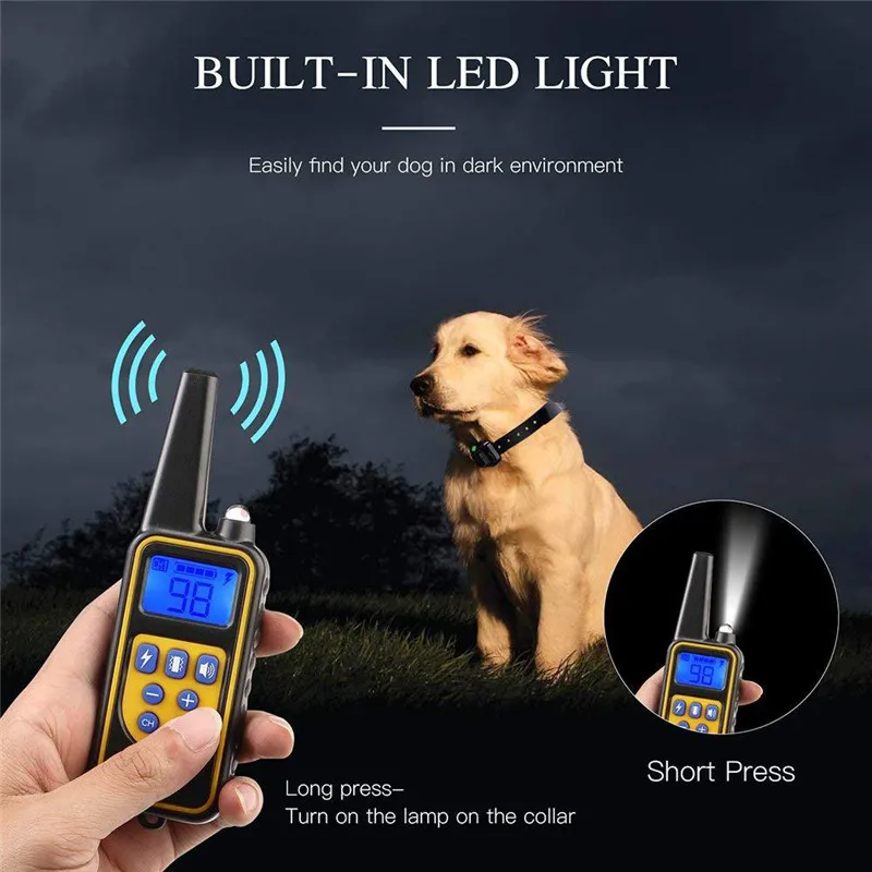 

800m Electric Dog Repeller Collar Training Control Waterproof Rechargeable with LCD Display for All Size Shock Vibration Sound