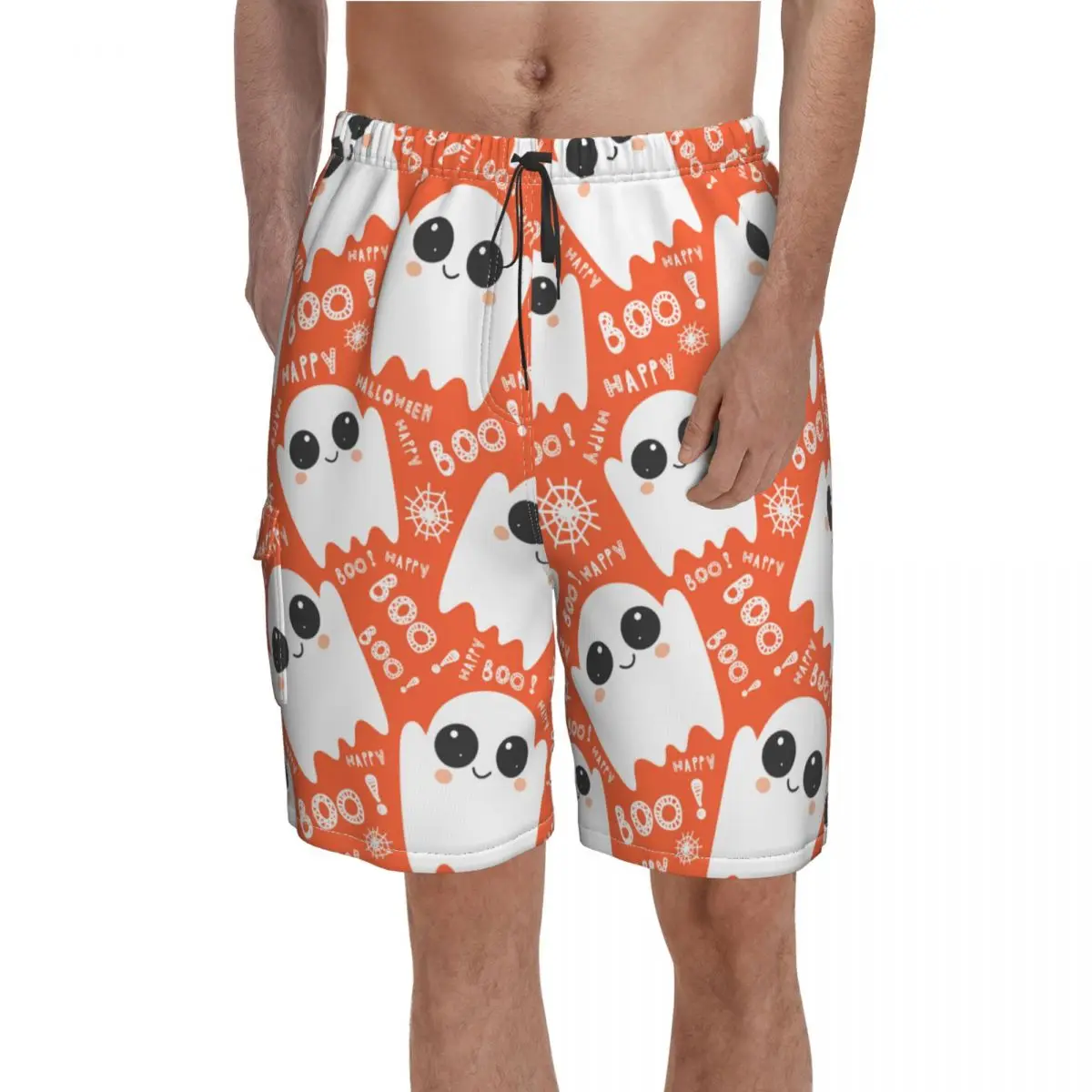 

Halloween Spooky Board Shorts Cute Bathing Swimming Trunks Polyester Pattern Men Swim Trunks