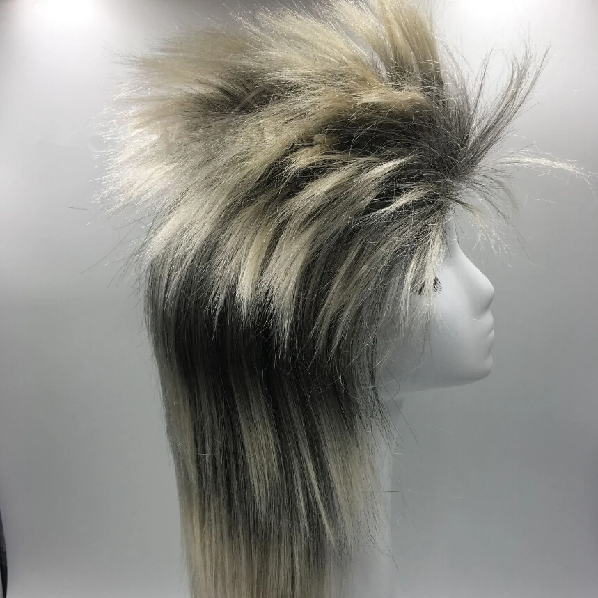 

Rock Star Had a Shaggy Cheap Wig Hair Black Champagne Men Boys Cosplay Wig Human Hairpiece Periwig 45 cm Wig in stock