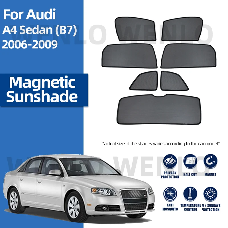 

For Audi A4 B7 Sedan 2006-2009 Car Sunshade Magnetic Visor Front Rear Window Mesh Windshield Windscreen Sun Shade Glass Curtain