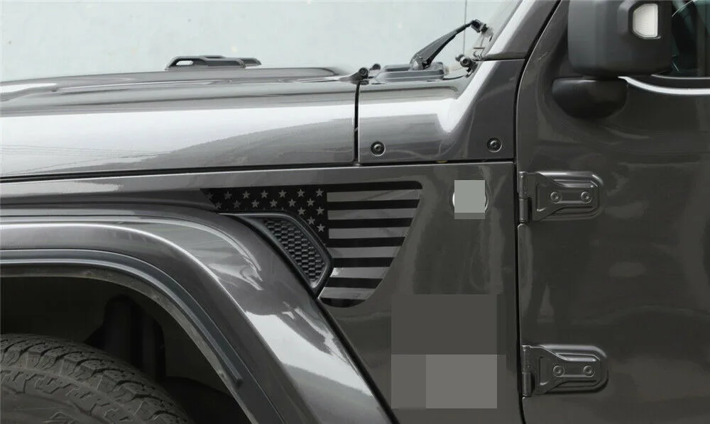 

2pcs/set Sticker Black Fender Flag Leaf Sticker Trim High Quality Hot Sale
