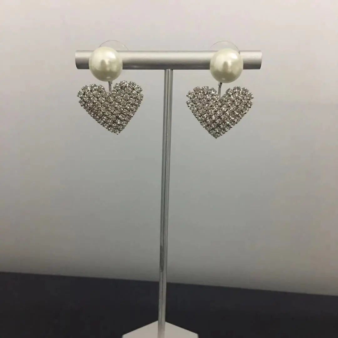 

Love crystal pearl temperament fashion ladies elegant earrings