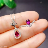 kjjeaxcmy fine jewelry natural garnet 925 sterling silver women pendant necklace chain ring set support test lovely