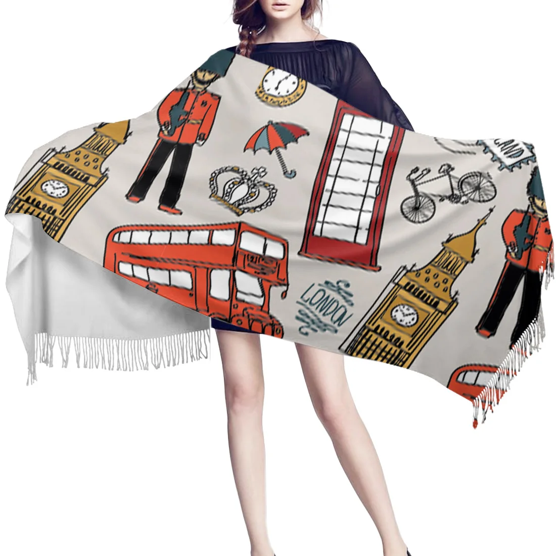 Осенне-зимний кашемировый шарф для женщин и мужчин мягкий теплый в английском