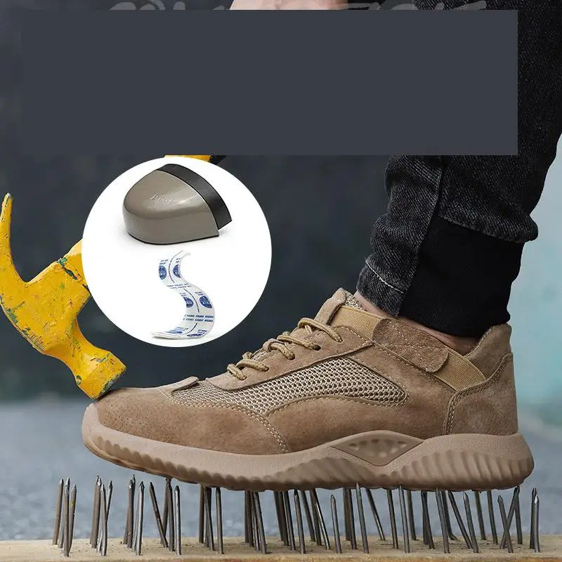 

Men's and women's work shoes summer mesh breathable safety shoes non-slip oil-resistant solid safety anti-smash wear-resistant